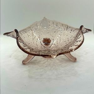 Vintage Fenton Amethyst 3 Toed Candy Dish Silvertone Wisteria ~ 1930's